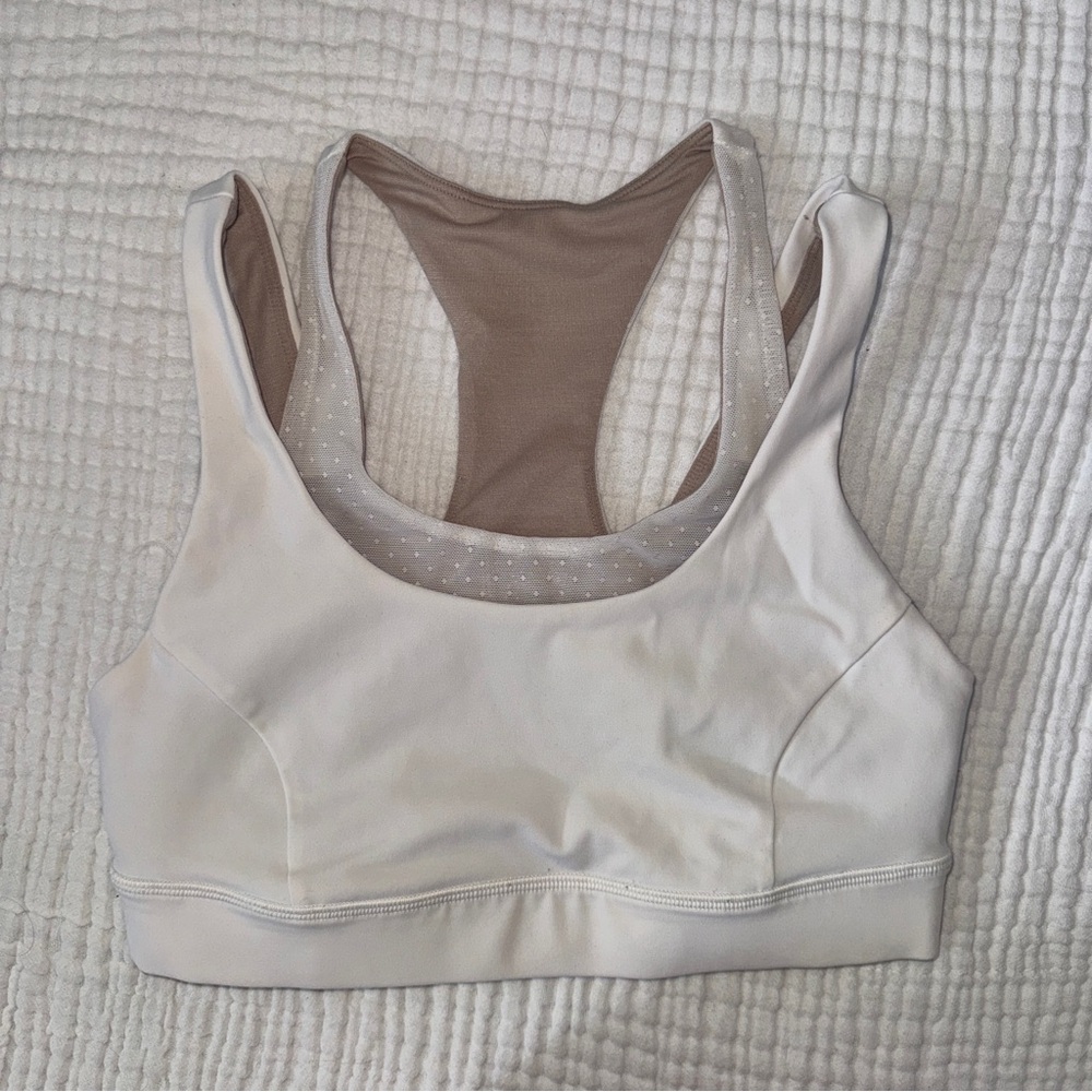 Lululemon White Double Layer Polka Dot Bra
